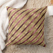 ブルゴーニュレッド金ゴールドストライプグリッター クッション (ブランケット)