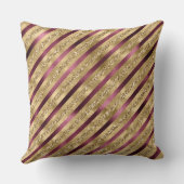 ブルゴーニュレッド金ゴールドストライプグリッター クッション (裏面)