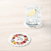 ブルゴーニュレッド、イエローオレンジフローラブライダルシャワーM ペーパーコースター (インサイチュ)