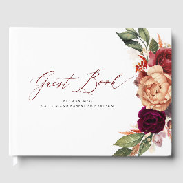 ブルゴーニュレッド&オレンジフローラ秋の結婚式 ゲストブック