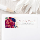 ブルゴーニュレッド&ネイビーブルーフローラ ラベル (インサイチュ)