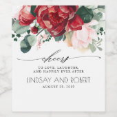 ブルゴーニュレッド&ピンクフローラボーホ ワインラベル (シングルラベル)