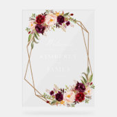 ブルゴーニュレッド&赤面結婚フローラ アクリルサイン (正面)