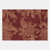 ブルゴーニュレッド&金ゴールドダマスク ラッピングペーパーシート (正面2)