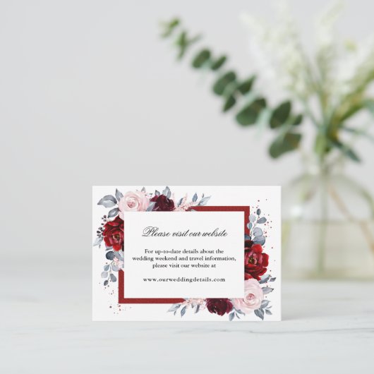 ブルゴーニュワインほこりっぽいブルー石板ウェディングレセプション エンクロージャーカード (スタンド正面)