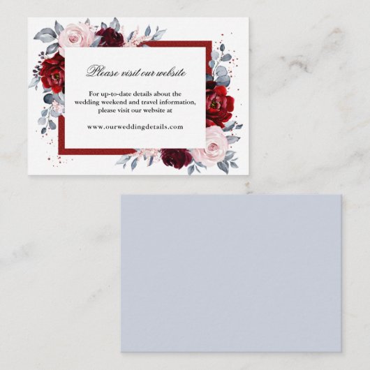 ブルゴーニュワインほこりっぽいブルー石板ウェディングレセプション エンクロージャーカード (正面/裏面)