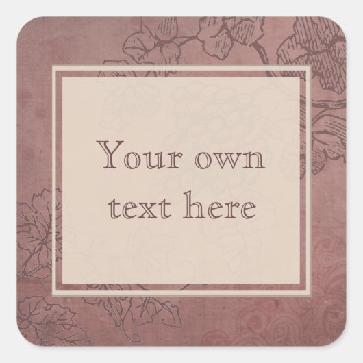 ブルゴーニュワイングレープベンカスタム文字 スクエアシール (正面)