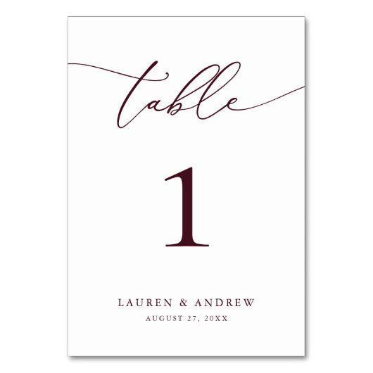 ブルゴーニュワインミニマル結婚リスト |イベントカスタムタ テーブルナンバー (正面)