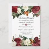 ブルゴーニュワインレッドフローラバーチャルブライダルシャワー 招待状 (正面)