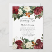 ブルゴーニュワインレッドフローラブライダルシャワーバイメール 招待状 (正面)