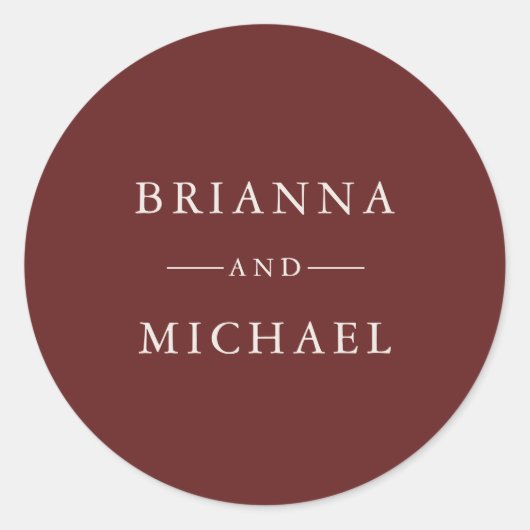 ブルゴーニュワイン秋シンプルのエレガントな結婚式 ラウンドシール (正面)