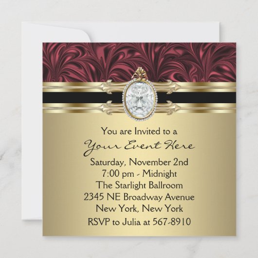 ブルゴーニュワイン金ゴールドウーマンバースデーパーティー 招待状 (裏面)