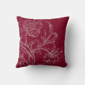 ブルゴーニュワイン&グレイモダンエレガントフローラ クッション (裏面)