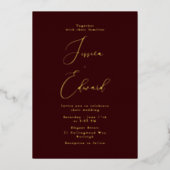 ブルゴーニュワイン&ゴールドフォイル結婚ズ 箔招待状 (正面)