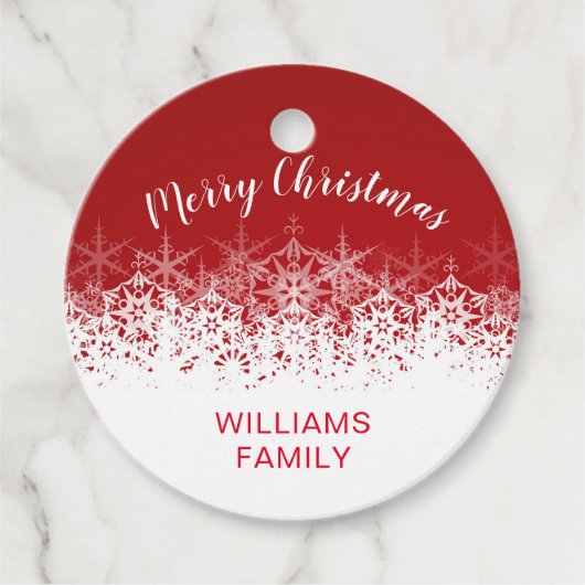 ブルゴーニュヴィンテージの雪片メリークリスマス フェイバータグ (正面)