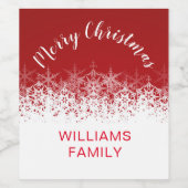 ブルゴーニュヴィンテージの雪片メリークリスマス ワインラベル (シングルラベル)