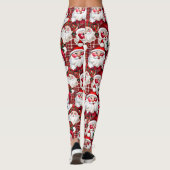 ブルゴーニュヴィンテージサンタクロースの格子模様クリスマス レギンス (裏面)