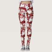 ブルゴーニュヴィンテージサンタクロースの格子模様クリスマス レギンス (正面)