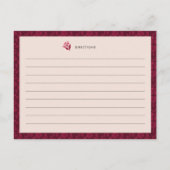 ブルゴーニュヴィンテージフローラブライダルシャワーレシピカード ポストカード (裏面)