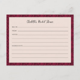 ブルゴーニュヴィンテージフローラブライダルシャワーレシピカード ポストカード