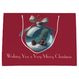 ブルゴーニュヴィンテージボウ&オーナメントクリスマス抱き枕 ラージペーパーバッグ