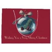 ブルゴーニュヴィンテージボウ&オーナメントクリスマス抱き枕 ラージペーパーバッグ (裏面)