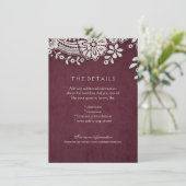 ブルゴーニュヴィンテージレース素朴なウェディング詳細カード エンクロージャーカード (スタンド正面)