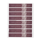 ブルゴーニュヴィンテージレース結婚ラスチックのモノグラム ラップアラウンドラベル (シート)