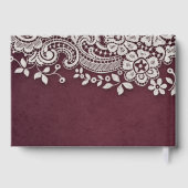 ブルゴーニュヴィンテージレース結婚ラスティックゲストブック ゲストブック (裏面)