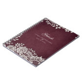 ブルゴーニュヴィンテージレース結婚ラスティックゲストブック ノートブック (左側)