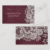 ブルゴーニュヴィンテージレース結婚ラスティック座席表 プレイスカード (正面/裏面)