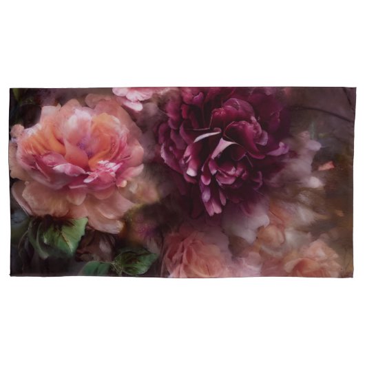 ブルゴーニュヴィンテージ色彩の鮮やかバラインオールドオランダスタイル 枕カバー (正面左)