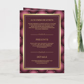 ブルゴーニュータフテッドパターンQRコードムスリム結婚ズ 招待状 (裏面)