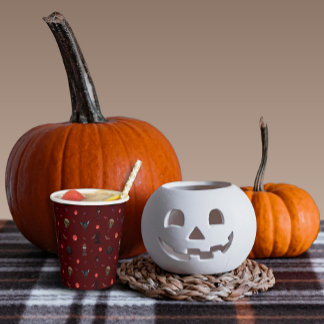 ブルゴーニュ不気味キャラクターパターンハロウィーン 紙コップ
