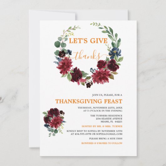 ブルゴーニュ与えーは感謝祭の饗宴 招待状 (正面)