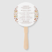 ブルゴーニュ乾燥花リース秋の結婚式プログラム ハンドファン (裏面)