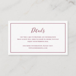 ブルゴーニュ伝統的エレガントな結婚式 エンクロージャーカード