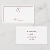 ブルゴーニュ伝統的エレガントな結婚式 プレイスカード (正面/裏面)