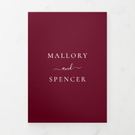 ブルゴーニュ伝統的エレガントな結婚式 三つ折り招待状