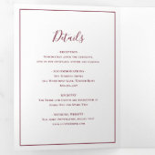 ブルゴーニュ伝統的エレガントな結婚式 三つ折り招待状 (内部最初)