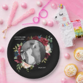 ブルゴーニュ写真フローラエレガントな結婚式 ペーパープレート (パーティー)