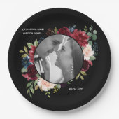 ブルゴーニュ写真フローラエレガントな結婚式 ペーパープレート (正面)