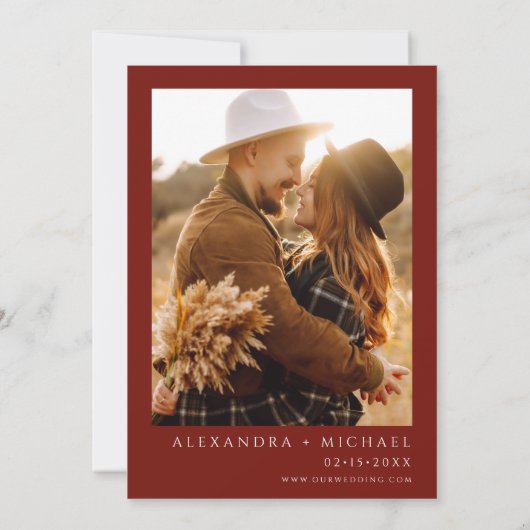 ブルゴーニュ写真ユーカリ結婚の秋フローラ 招待状 (裏面)