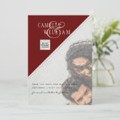 ブルゴーニュ写真結婚式救招待日QRコード 招待状 (スタンド正面)