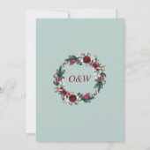 ブルゴーニュ冬のバラ葉の水の色結婚の 招待状 (裏面)