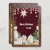 ブルゴーニュ冬の休日グリーティングカード (正面/裏面)