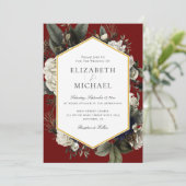 ブルゴーニュ冬の絵を描花束結婚の花 招待状 (スタンド正面)