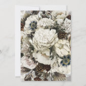 ブルゴーニュ冬の絵を描花束結婚の花 招待状 (裏面)