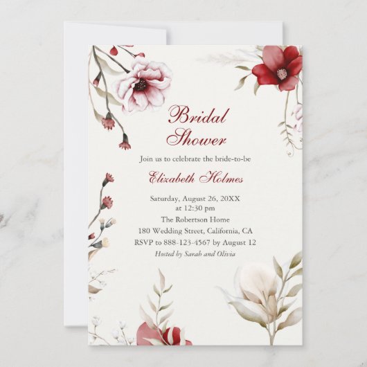 ブルゴーニュ冬エレガンスブライダルシャワー招待 招待状 (正面)