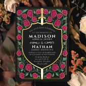 ブルゴーニュ剣シールドファンタジーモノグラム結婚ズ 招待状